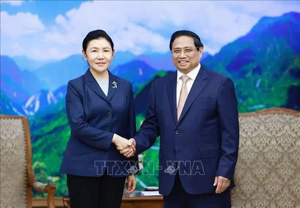 越南政府总理范明政会睹中邦邦法部长贺荣
